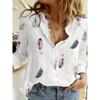 Fashion Flower Cute Cat Pattern 3D Print Women's Long Sleeves Shirt Autumn Animal Women's Holiday Shirt Women's Clothing