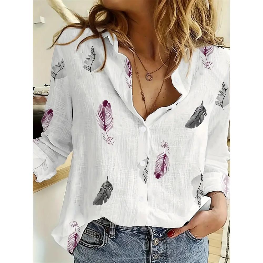 Fashion Flower Cute Cat Pattern 3D Print Women's Long Sleeves Shirt Autumn Animal Women's Holiday Shirt Women's Clothing