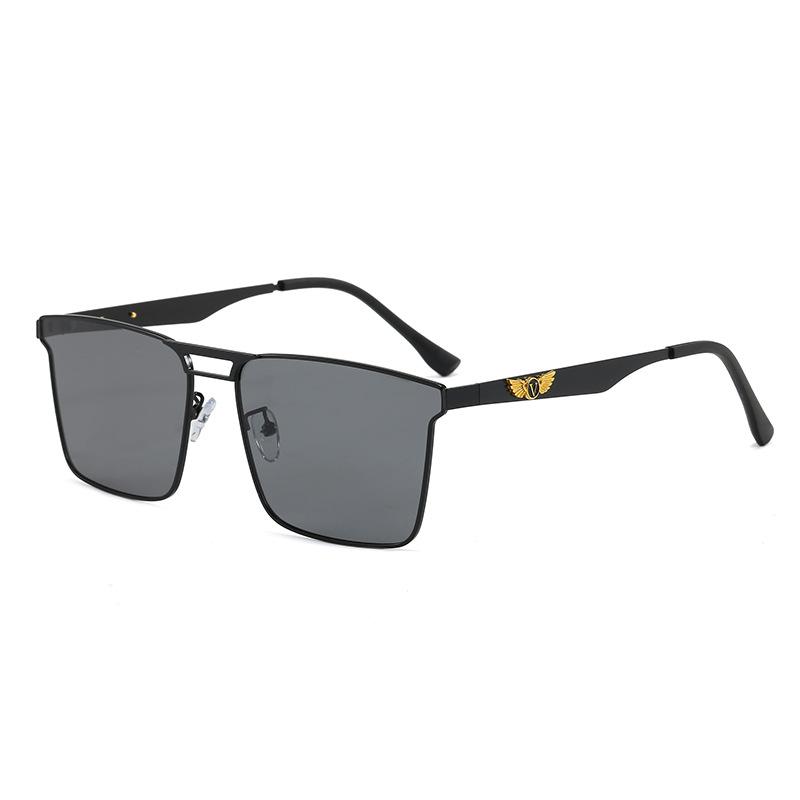 Metal double beam square frame sunglasses men's high definition polarized light outdoor fishing driving sunglasses fishing