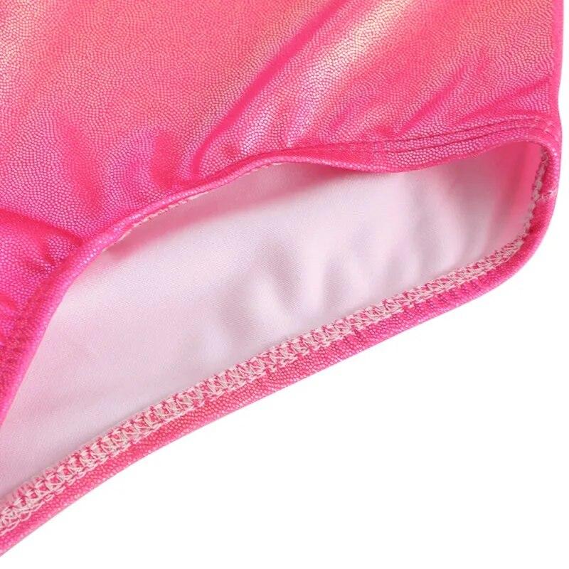 Mâneci lungi imprimate Balet Practică Dans Îmbrăcăminte Pentru Fete Copii Gimnastica Body Costume Roz