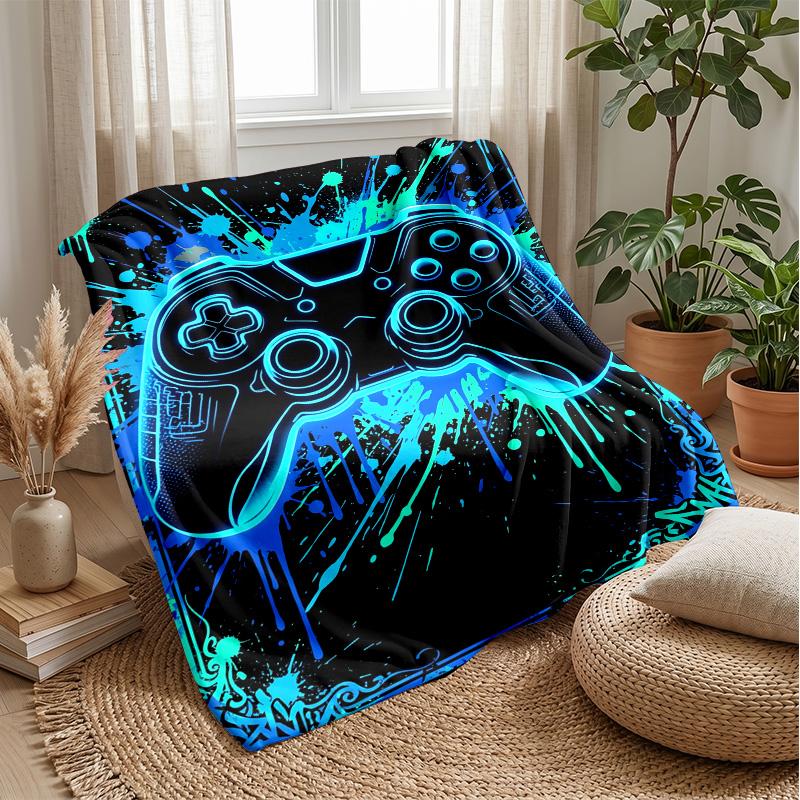 Neon Game Controller Graffiti Theme blanket Lightweight Warm Flannel Blanket Decorative Throw Blanket for Home Decoration