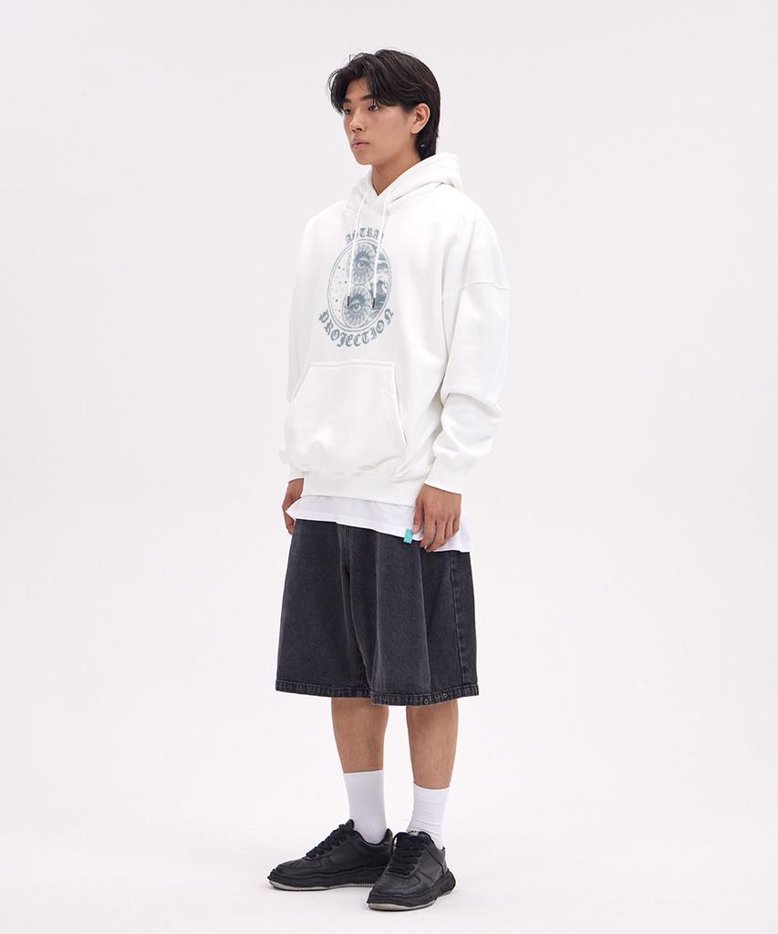 Ethnic Oversized Wide Shoulder Hoodie_White