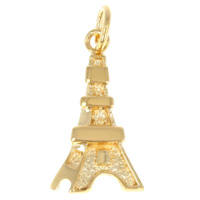 [Q3314] - Gold Plated 'Eiffel Tower' Pendant - 20x12 Mm