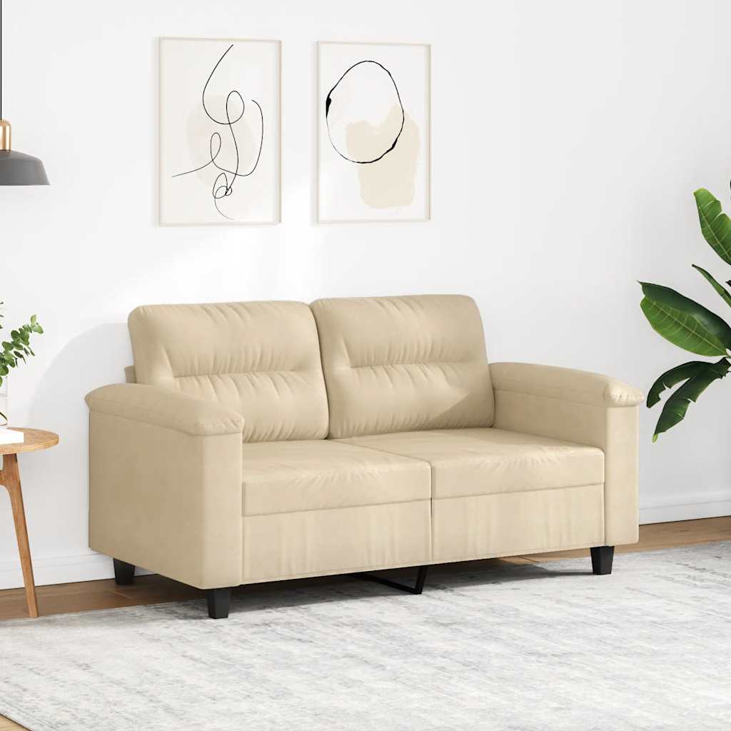 Vidaxl 2-Osobowa Sofa, Kremowa, 120 Cm, Tapicerowana Mikrofibrą