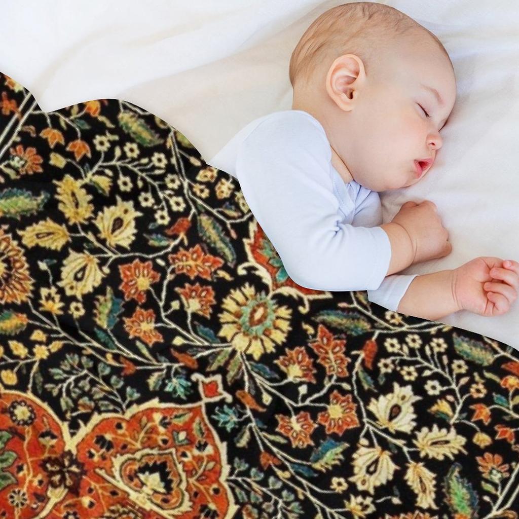 Antique Persian Mohtashem Kashan Rug Print Throw Blanket Heavy To Sleep Flannels Flannel Giant Sofa Blankets