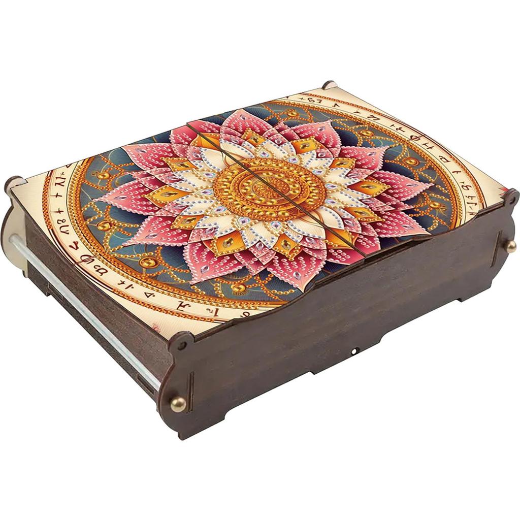 Diamantmalerei Holz-Aufbewahrungsbox Diamond Art Aufbewahrungskoffer DIY 5D Bastel-Schmuckbox für Schmuck & Bastel-Organisation