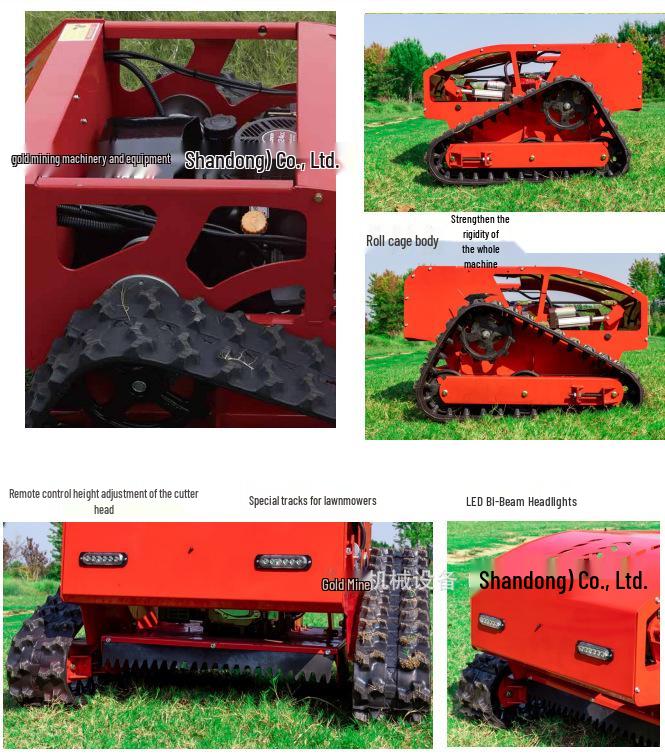 Hybrid Remote Control Lawn Mower HT550: Oil-Electric Self-Propelled Grass Shredder and Orchard Weeder