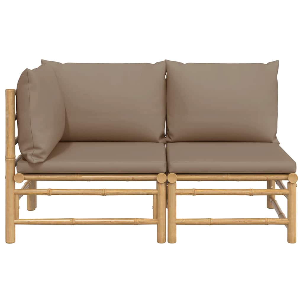 vidaXL 2-tlg. Garten-Lounge-Set mit Taupe Kissen Bambus