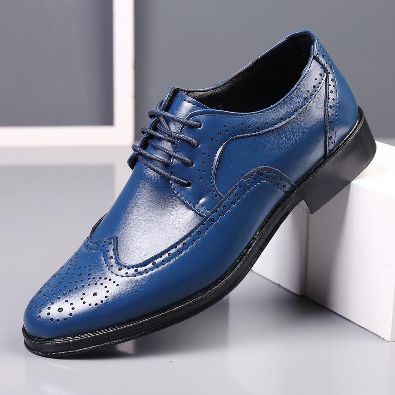 Spring new large size leather shoes British office Brock carved business dress men's leather shoes