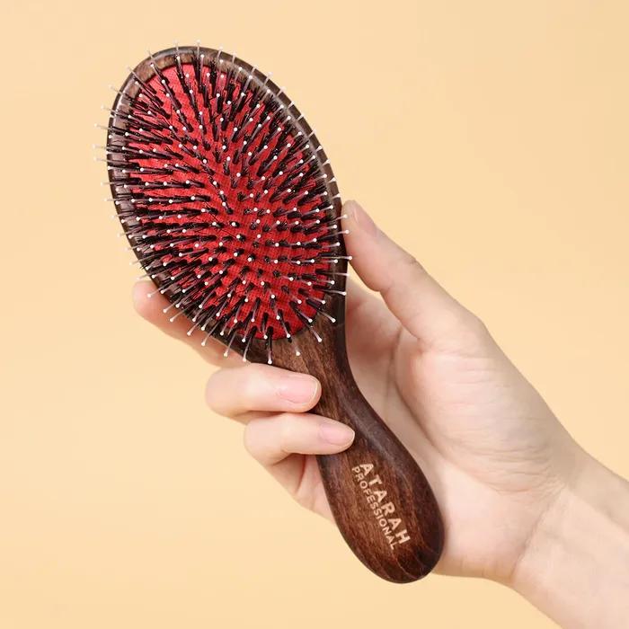Atara Donmo Cushion Wooden Compact Hair Brush AT-PWCB