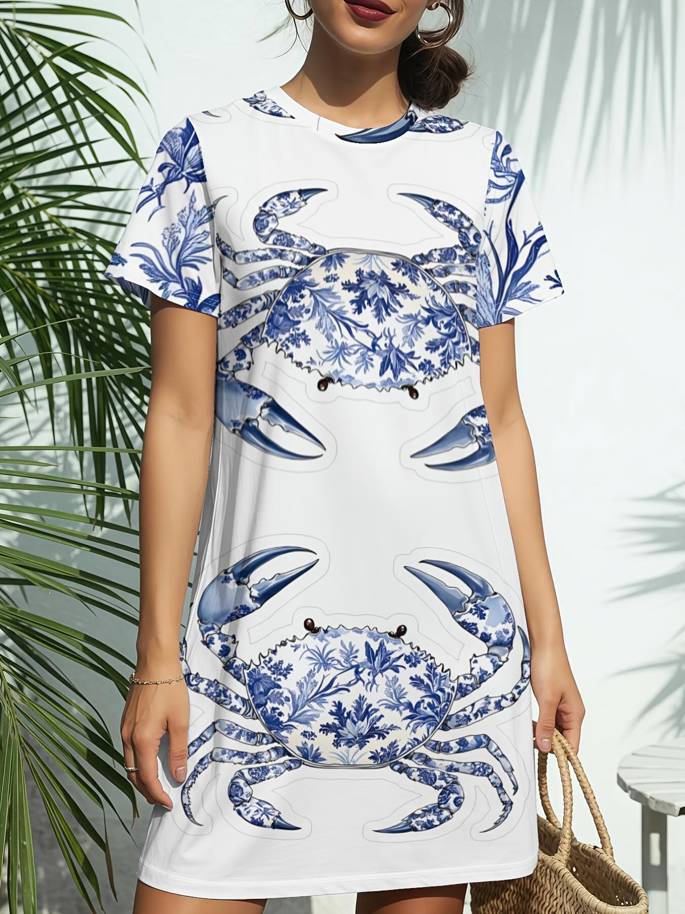 

Women S New Crew Neck Short Sleeve T-Shirt Dress. American Trend Digital Print. Casual ; Versatile for Spring And Summer. Elegant And Chic Women S e L дубильная кора