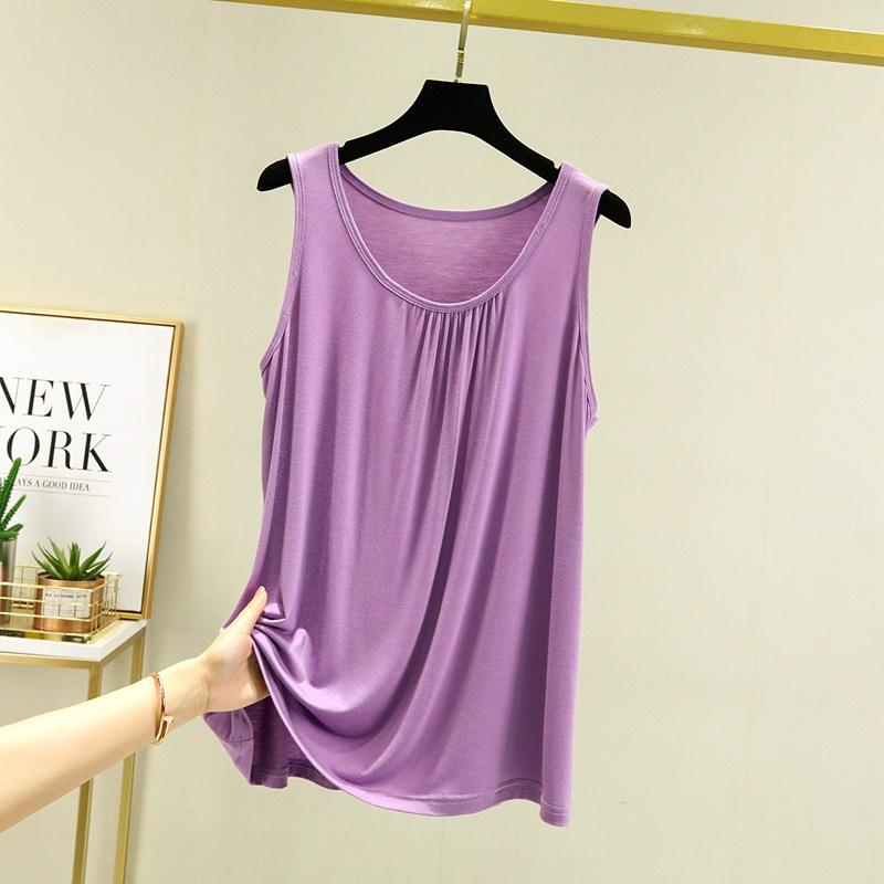 Camisola de Modal para Mujer Tallas Grandes: Top de Verano sin Mangas de Estilo Camiseta de Corte Holgado, Talla Grande