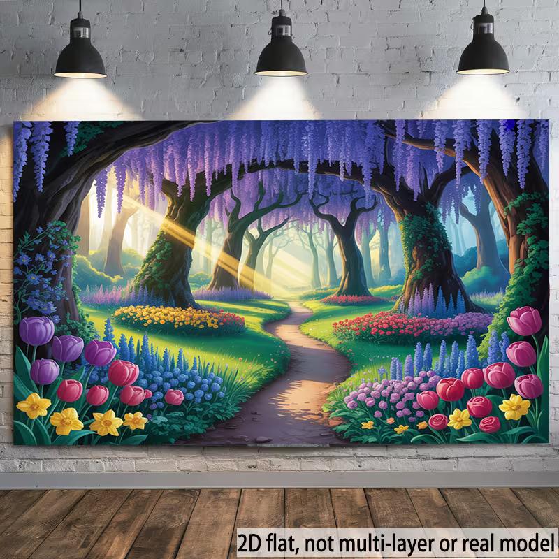 2D Magical Spring Garden Backdrop for Enchanted & Romantic Celebrations 47.2x31.5inch/120*80cm