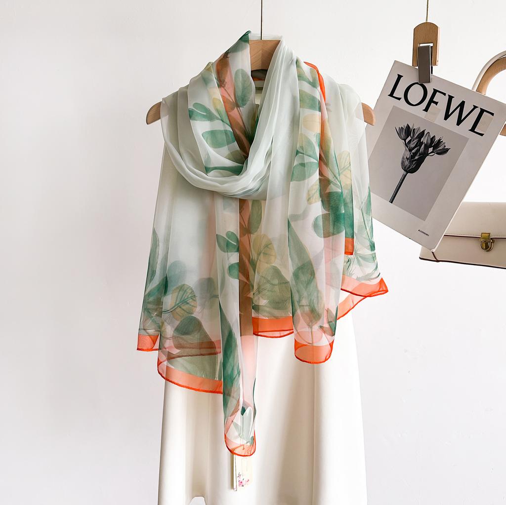 Summer Scarf Women Outdoor Sunscreen Shawl Soft Bandanna Foulard Female Floral Silk Shawl Lady High Quality Head Hijab Wrap
