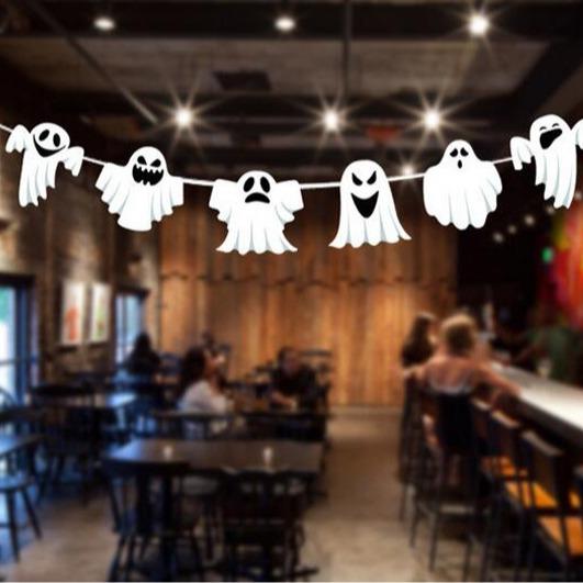 Halloween Shopping Mall School Party Arrangement Skull Pumpkin Bat Flag Latte Flower Custom Style
