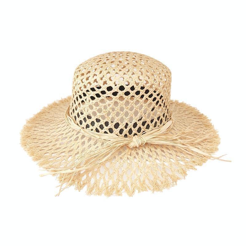 Seaside Vacation Wind Hollow Raffia Beach Hat Women's Big Brim Atmosphere Shading Sun Protection Photo Hat Props