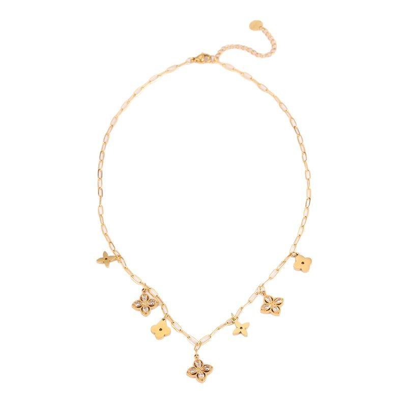New Variety of Four-leaf Clover Pendant Necklace, Simple and High-end K Diamond Necklace, Women's Non-fading Jewelry Necklace