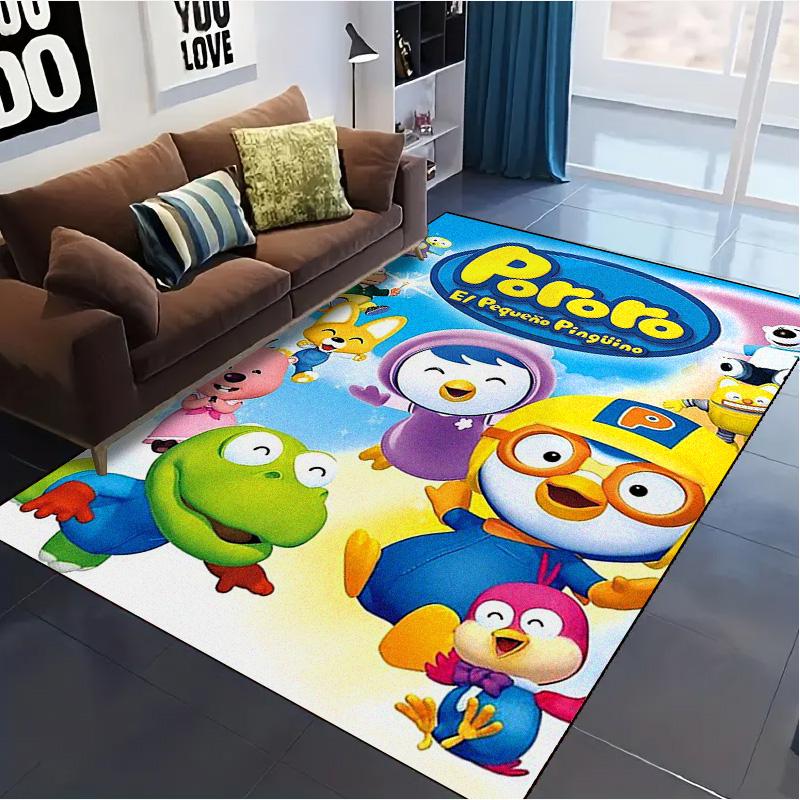 Tappeto Tappetino Cartoon Pororo per Soggiorno Camera da Letto Casa Decorazione Divano, Tappetino Antiscivolo per Giochi Bambini