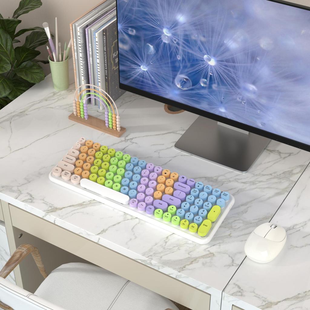 Bunte kabellose Tastatur und Maus Gradient Regenbogen 100 Optische Maus Verbindung für und Desktops Links9+ Combo, Farben, Tasten, 2,4 GHz Windows, Mac,
