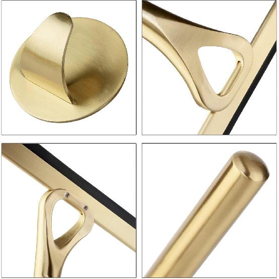 Shower Squeegee for Glass Doors with Adhesive Hook Gold Window Squeegee Rubber Scraper for Bathroom, Window, Mirror, Car Glass, Tile Wall