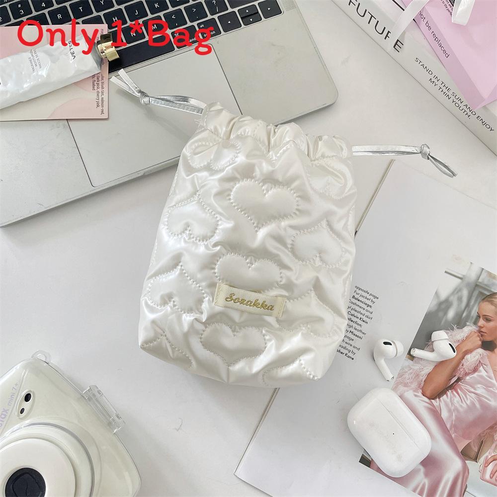 Portable Pu Girls Purse With Adjustable Drawstring For Travel And Makeup Storage
