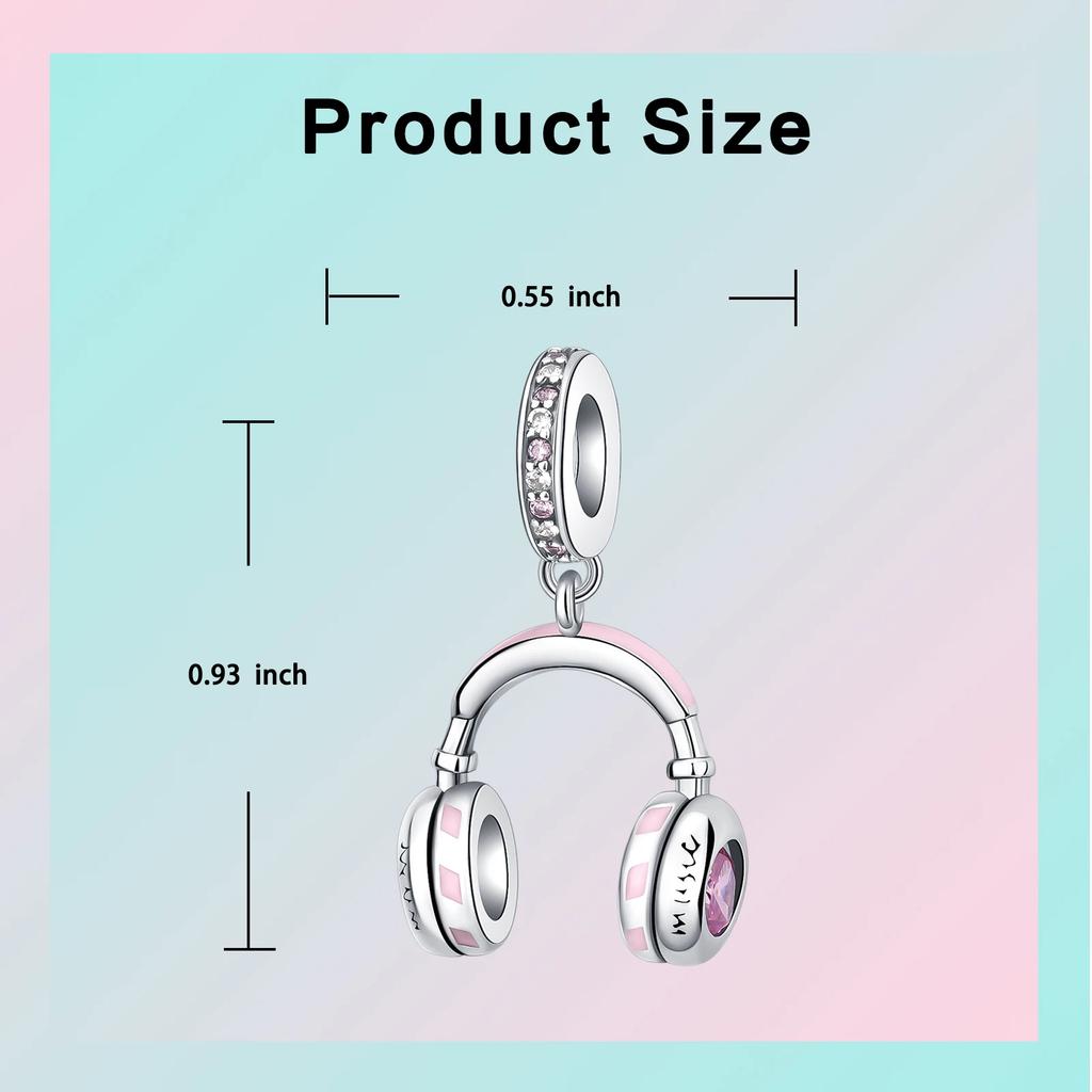 copper Earphone Diamond Pink Pendant Charm Compatible With Authentic Pandora Charm Bead Charms Bracelets Women Do It Yourself Jewellery Gift