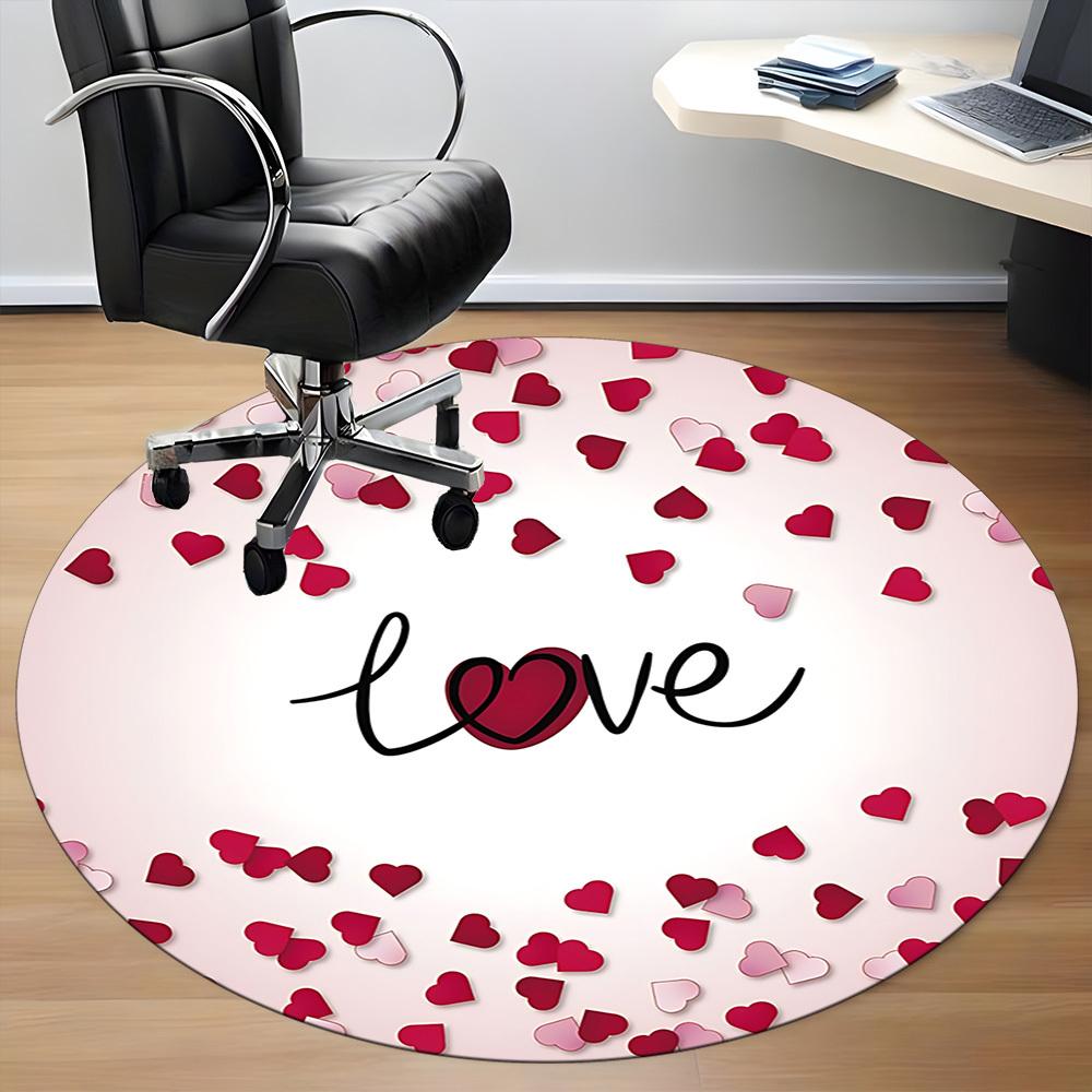 1pc Love Hearts Carpet for Office Non Slip, Round Carpet, Soft & Comfortable, Carpet for Office, Lightweight Round Floor Mat