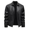 New leather jacket men's spring and autumn men's lapel jacket fashion top windproof casual large size tooling jacket