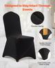 100 Pcs Black Chair Covers, Polyester Spandex Chair Cover, Stretch Slipcovers for Wedding Party Dining Banquet Flat-Front Chair Covers, Fits Chair