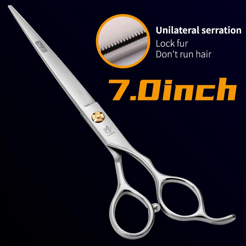 Fenice Professional 7.0 /7.5 Inch Pet Grooming In Dog Hair Trimmers Scissors Serrated Blade Dog Cutting Grooming Shears
