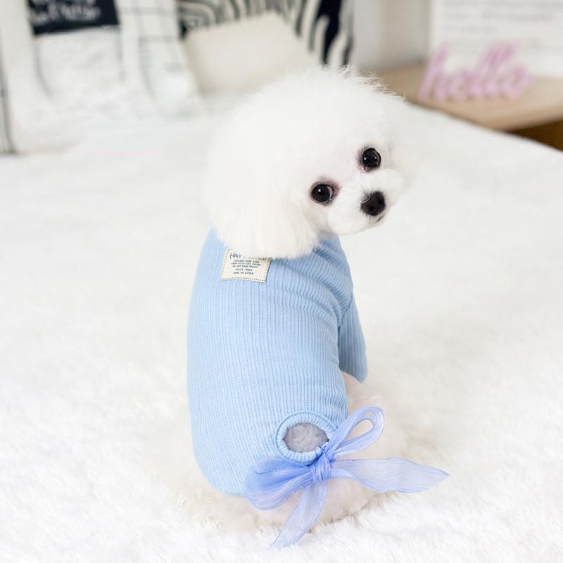 Autumn and Winter New Dog Clothes Cute Ribbon Bow Sweater Small Dog Teddy Cat Pet Clothing Puppy Clothes Puppy Sweater