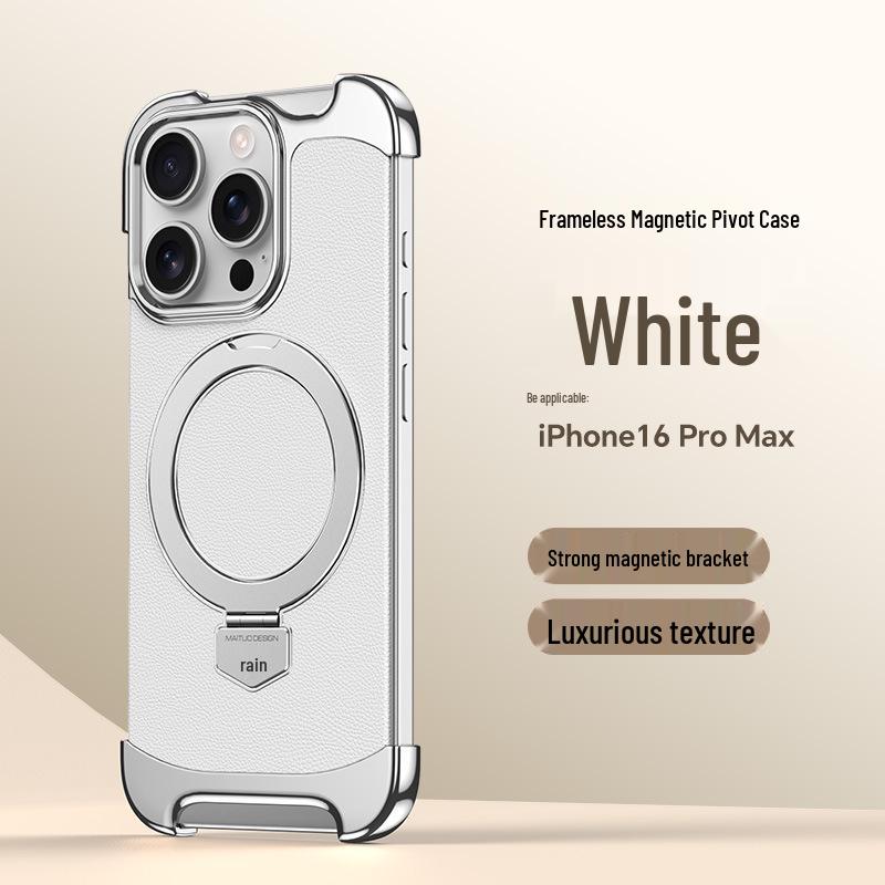 iPhone 16 Pro Max Leather MagSafe Magnetic Stand Case for Apple 17 - Frameless Design