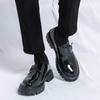 Hight Quality Spring New Street Style Patent Leather Loafers For Men's Black Hombre Business Casual Height Increasing Shoes