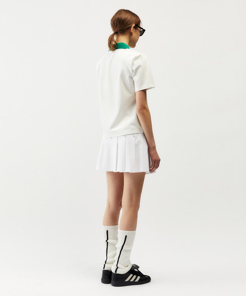Mayol Cotton Contrast Pleated Skirt_Optic White