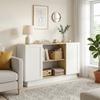 Kitchen Buffet, 2-Door, 133 x 35 x 79.7 cm, Natural Wood and White