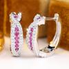 Brilliant Four Color Option Zircon Cross Twisted Hoop Earrings for Women Daily Wear and Party