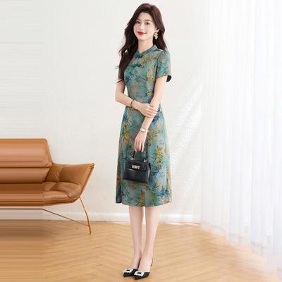 New Chinese Style Printed Cheongsam Dress