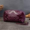 Embroidered Phone Case with Embossed Pattern Handbag for Ladies, Genuine Leather Zero Wallet Bag
