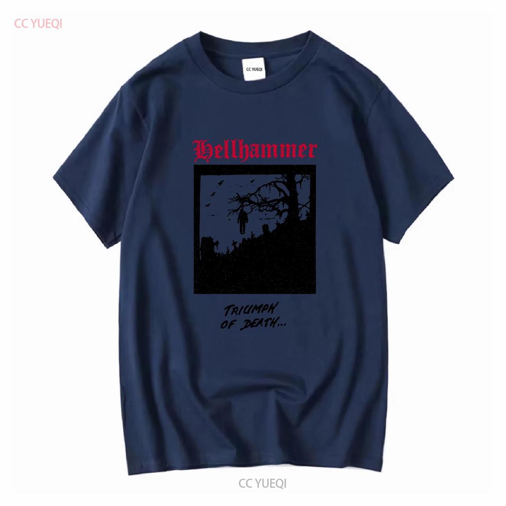 Hellhammer T-Shirt lange oder kurze Ärmel vintage gewaschen Mode Streetwear homme Bequem Unisex Designerkleidung Weich