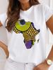 New Unisex's African-Style Casual Short-Sleeve T-Shirt, Loose-Fit Round-Neck Summer White T-Shirt, Printed Unisex's T-Shirt