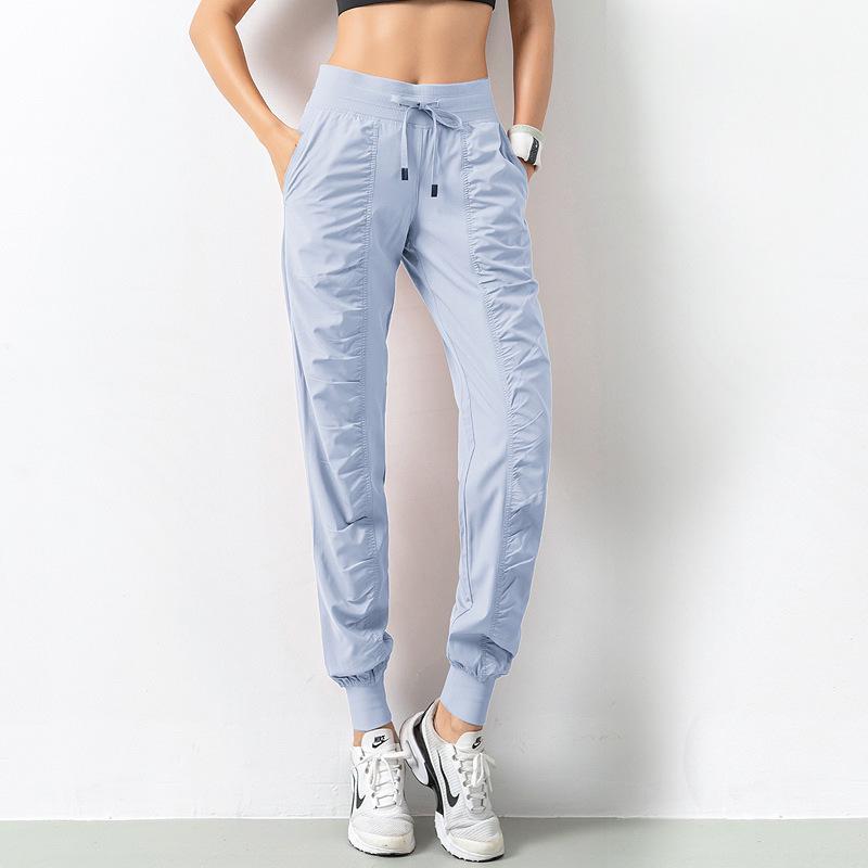 Lulu Women's Lightweight Quick-Dry Pleated Joggers - Breathable, Loose, Slimming, Casual Fitness Pants for Summer Running