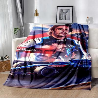 3D Fernando Alonso 14 F1 Racer Soft Plush Blanket,Flannel Blanket Throw Blanket for Living Room Bedroom Bed Sofa Picnic Cover
