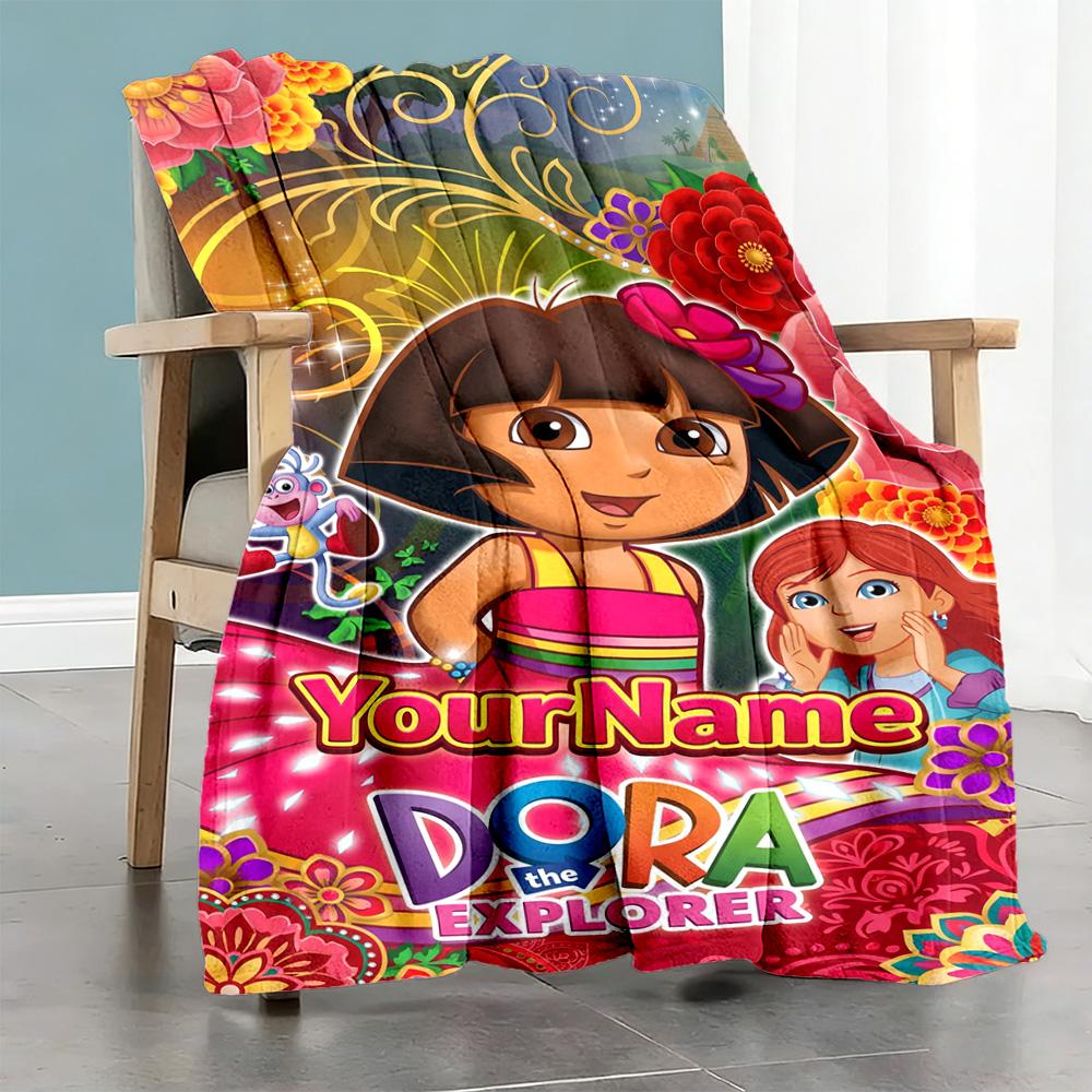 Dora Explorer Customize Text Blanket Gift Customizable Blanket Durable Comfort Versatile for Living Room Picnics Home Decor Bed for All Occasions