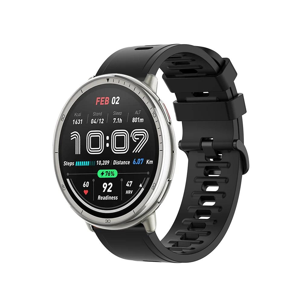 

20mm 22mm Silicone Band For Amazfit Active 2/GTS 4 Mini Cheetah Round Soft Bracelet For Amazfit GTR/Balance/Bip 6 5/Stratos Belt Amazfit Bip 6-5 чёрный