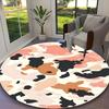 [1pc Vintage Cow Print Office Carpet] Easy Maintenance Chair Rug for Conference Room Use, Durable Round Sofa Floor Mat