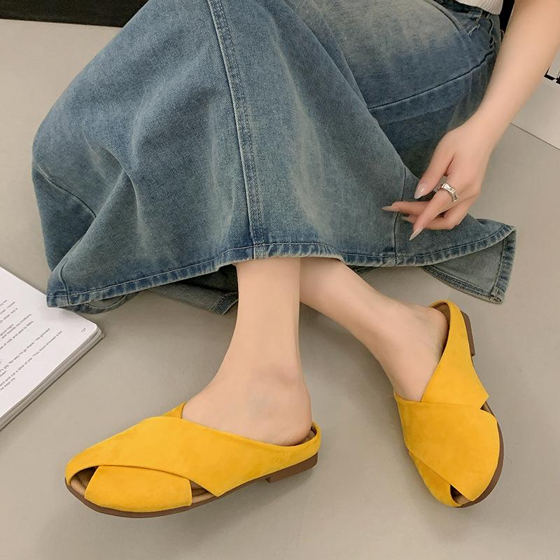 Baotou slippers spring and summer wear new women's fashion versatile gentle retro flat bottom non-slip cool slippers