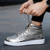 Men Sparkling Stage Shoes Lightweight  Black Gold Silver High Party Sneakers for School Student Plus Size