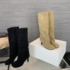 European and American Fashion High-heeled High Boots Commuter Sleeve Boots Simple Temperament Round Head Wide Boots