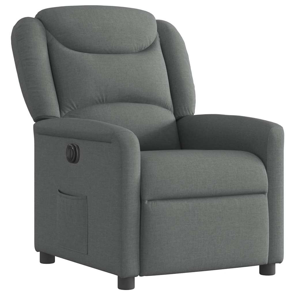 Electric Recliner Chair Dark Grey Fabric