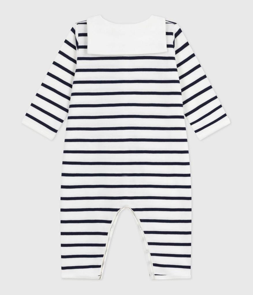 Petit Bateau Footless Romper 12 74cm A0DYH, Off-White/Navy, Months,